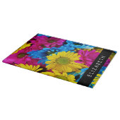 Planche À Découper Fleurs colorées, Faisées, Boho, Votre Nom (Coin)