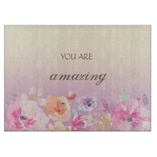 Planche À Découper Fleurs d'aquarelle colorées adorables (Devant)