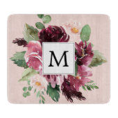 Planche À Découper Fleurs d'aquarelle modernes Monogrammes (Devant)