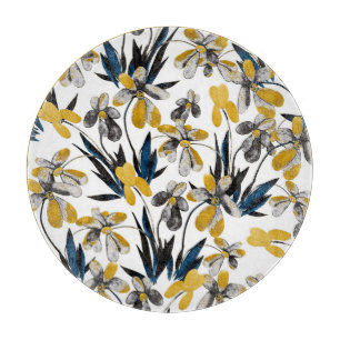Planche À Découper Fleurs d'aquarelle : motif d'été vibrant.