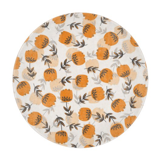 Planche À Découper Fleurs d'art populaire style scandinave (Devant)