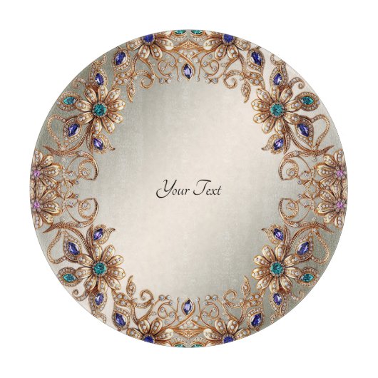 Planche à découper Fleurs de bijou en or élégant (Devant)