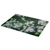 Planche À Découper Fleurs de cerisier blanches feuilles vertes (Coin)