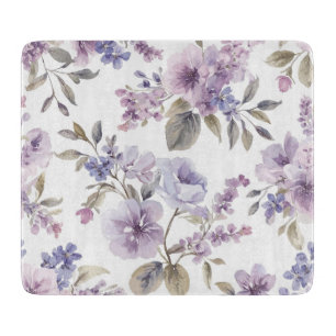 Planche À Découper Fleurs de Lavande Aquarelle Botanique Violette