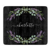 Planche À Découper Fleurs de lavande eucalyptus nom vert noir (Devant)