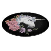 Planche À Découper Fleurs de licorne blanche enchantée rose noir (Coin)