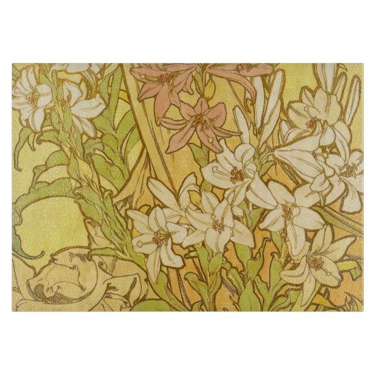 Planche À Découper fleurs de lys Art nouveau d'Alphonse Mucha (Devant)