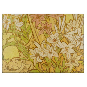 Planche À Découper fleurs de lys Art nouveau d'Alphonse Mucha