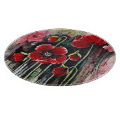 Planche À Découper Fleurs De Pavot Rouge En Aquarelle (Coin)