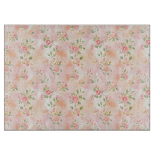 Planche À Découper Fleurs de pêche roses petites aquarelles abstraite