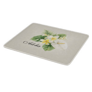 Planche À Découper Fleurs de Plumeria Tropicales Aloha