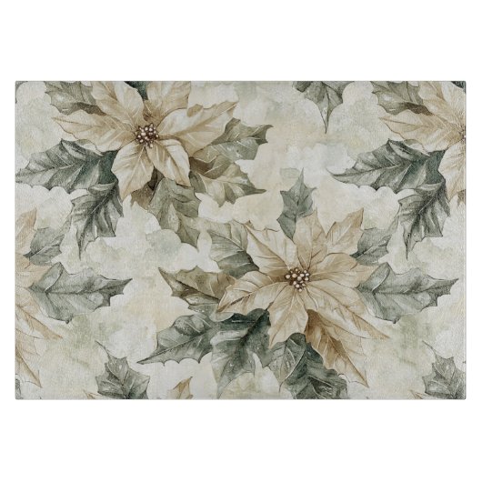 Planche À Découper Fleurs de Poinsettia crème (Devant)