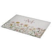 Planche À Découper Fleurs de Prairie de Fleuriste Aquarelle Monogramm (Coin)