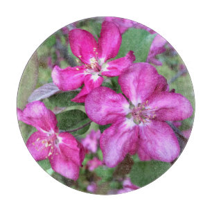 Planche À Découper Fleurs de printemps roses Fleurs de Coupe ronde