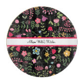 Planche À Découper Fleurs de printemps sur fond noir Personnalisé (Devant)