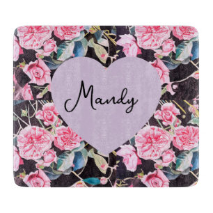 Planche À Découper Fleurs de roseau aquarelle rose fleurs filles