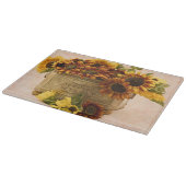 Planche À Découper Fleurs De Soleil Orange Dans Panier En Tin (Coin)