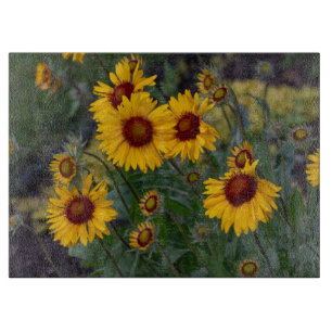Planche À Découper Fleurs de soleil orange, Fleurs vives et radieuses