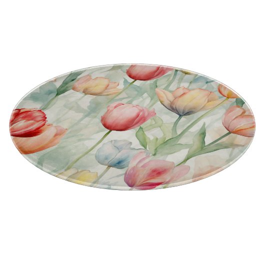 Planche À Découper Fleurs de tulipe jaune rouge de ferme (Coin)