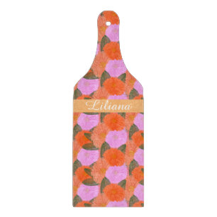 Planche À Découper Fleurs de watercolor floral de cuisine orange rose