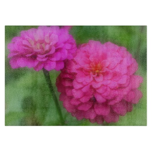 Planche À Découper Fleurs de Zinnia rose vif (Devant)