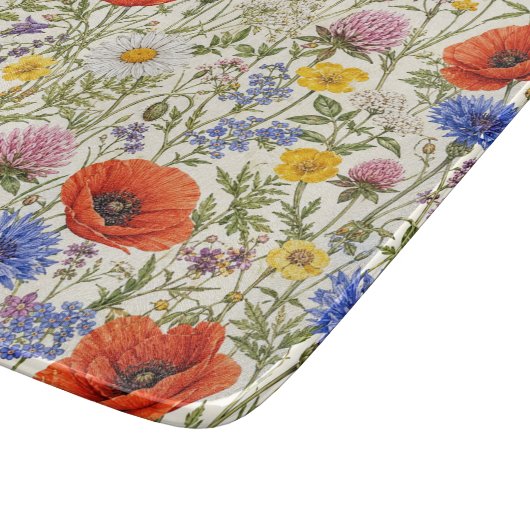 Planche À Découper Fleurs délicates de prairie sauvage en fleurs (Coin)