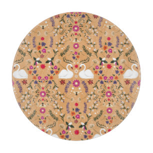 Planche À Découper Fleurs délicates, imaginaire cygne sans couture mo