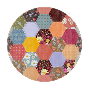 Planche À Découper Fleurs d'hexagone colorées Design de revêtement