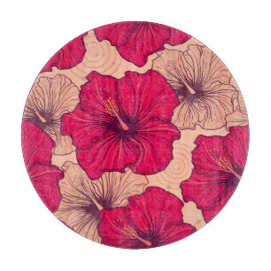Planche À Découper Fleurs d'Hibiscus dessinées à la main Vintage