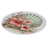 PLANCHE À DÉCOUPER FLEURS D'HIBISCUS ROUGE ET VERT D'ÉTÉ (Coin)