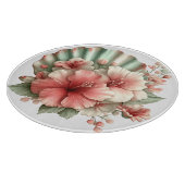 PLANCHE À DÉCOUPER FLEURS D'HIBISCUS ROUGE ET VERT D'ÉTÉ (Coin)