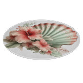 PLANCHE À DÉCOUPER FLEURS D'HIBISCUS ROUGE ET VERT D'ÉTÉ (Coin)