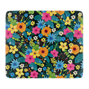 Planche À Découper Fleurs Ditsy Vibrantes Motif Floral-43785
