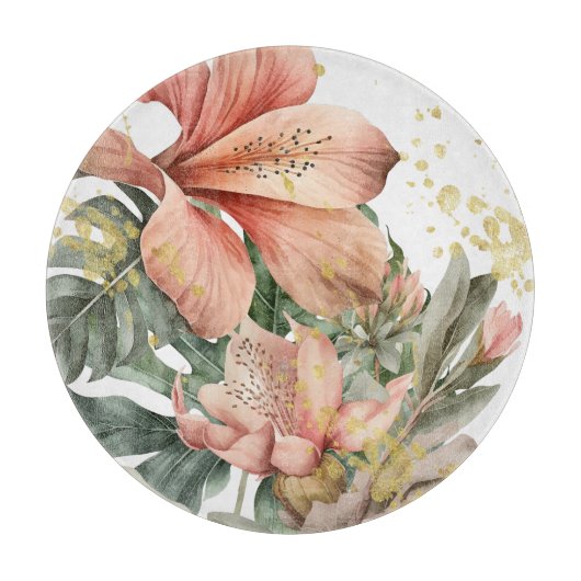 Planche À Découper Fleurs d'orchidées de la jungle aquarelle (Devant)