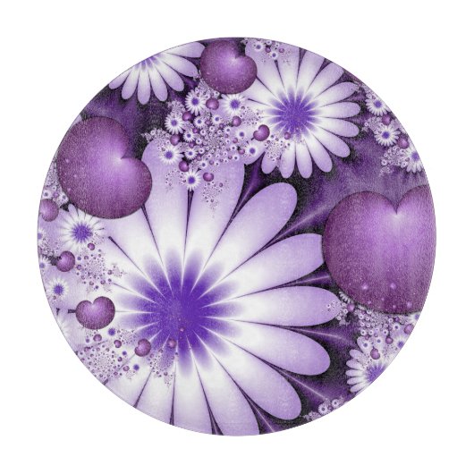 Planche À Découper Fleurs et cœurs abstraits de l'amour fractal (Devant)