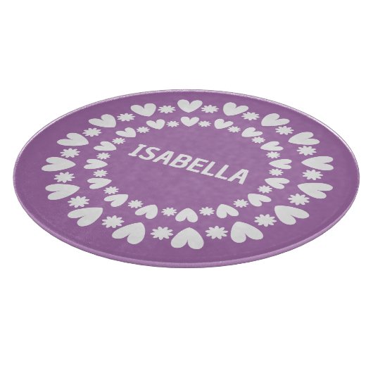 Planche À Découper Fleurs Et Coeurs Nom (Coin)