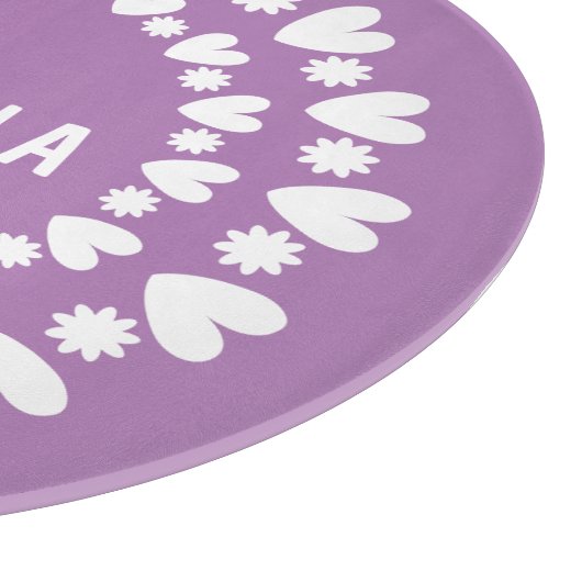 Planche À Découper Fleurs Et Coeurs Nom (Coin)