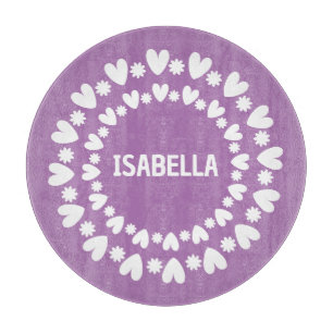 Planche À Découper Fleurs Et Coeurs Nom