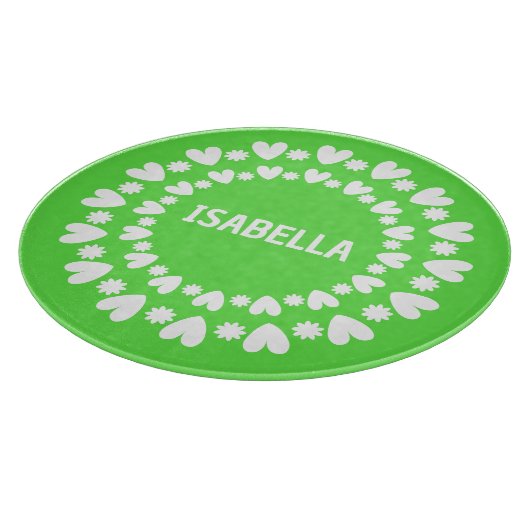 Planche À Découper Fleurs Et Coeurs Nom (Coin)