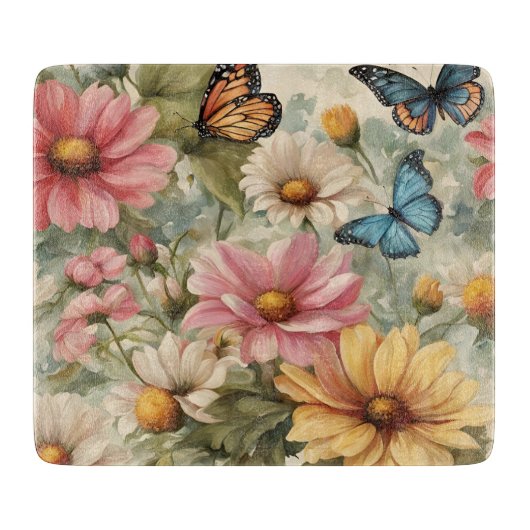 Planche À Découper Fleurs Et Papillons Tableau De Découpe (Devant)