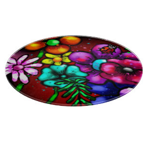 Planche À Découper Fleurs florales de style graffiti à la Whimsical L