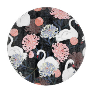 Planche À Découper Fleurs florales orientales Motif de cygne