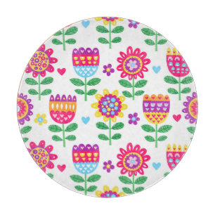 Planche À Découper Fleurs gaies Vintage Motif coloré