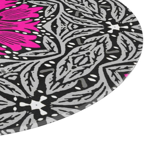 Planche À Découper Fleurs géométriques - Fuchsia rose et gris (Coin)