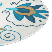 Planche À Découper Fleurs Indigo dorées avec Arrière - plan blanc (Coin)