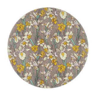 Planche À Découper Fleurs Iris Narcissus Vintage sans fil