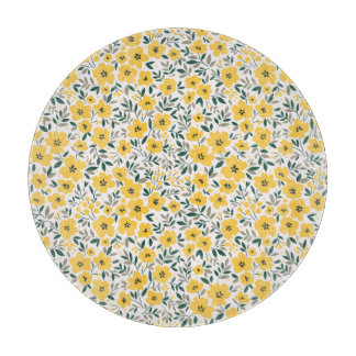 Planche À Découper Fleurs jaunes : moderne floral sans soudure.
