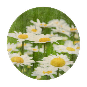 Planche À Découper Fleurs marguerites jaunes et verts