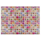 Planche À Découper fleurs mignonnes, oiseaux, motif de carrés de (Devant)