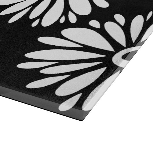 Planche À Découper Fleurs noires et blanches funky (Coin)
